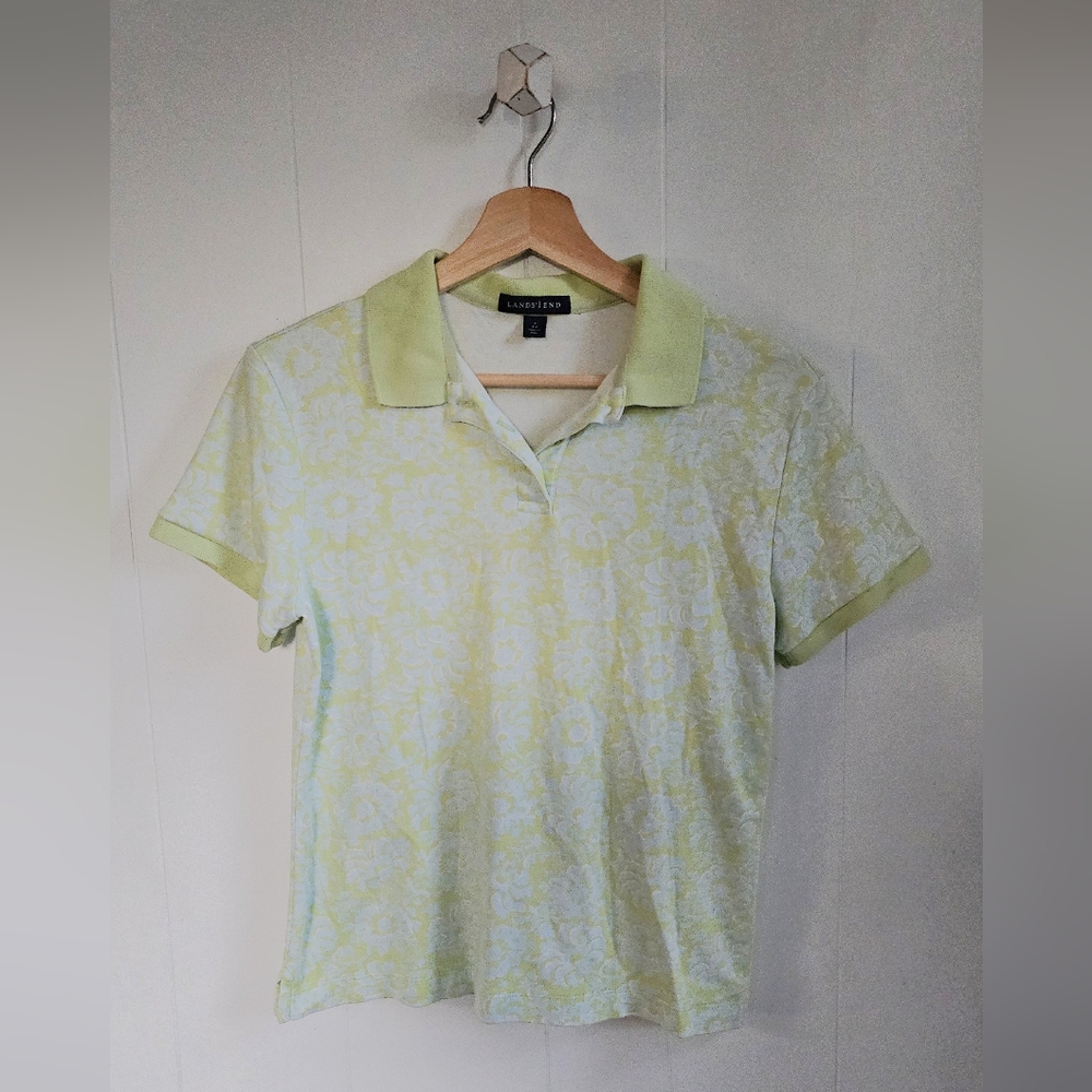 LAND'S END Floral Polo Shirt